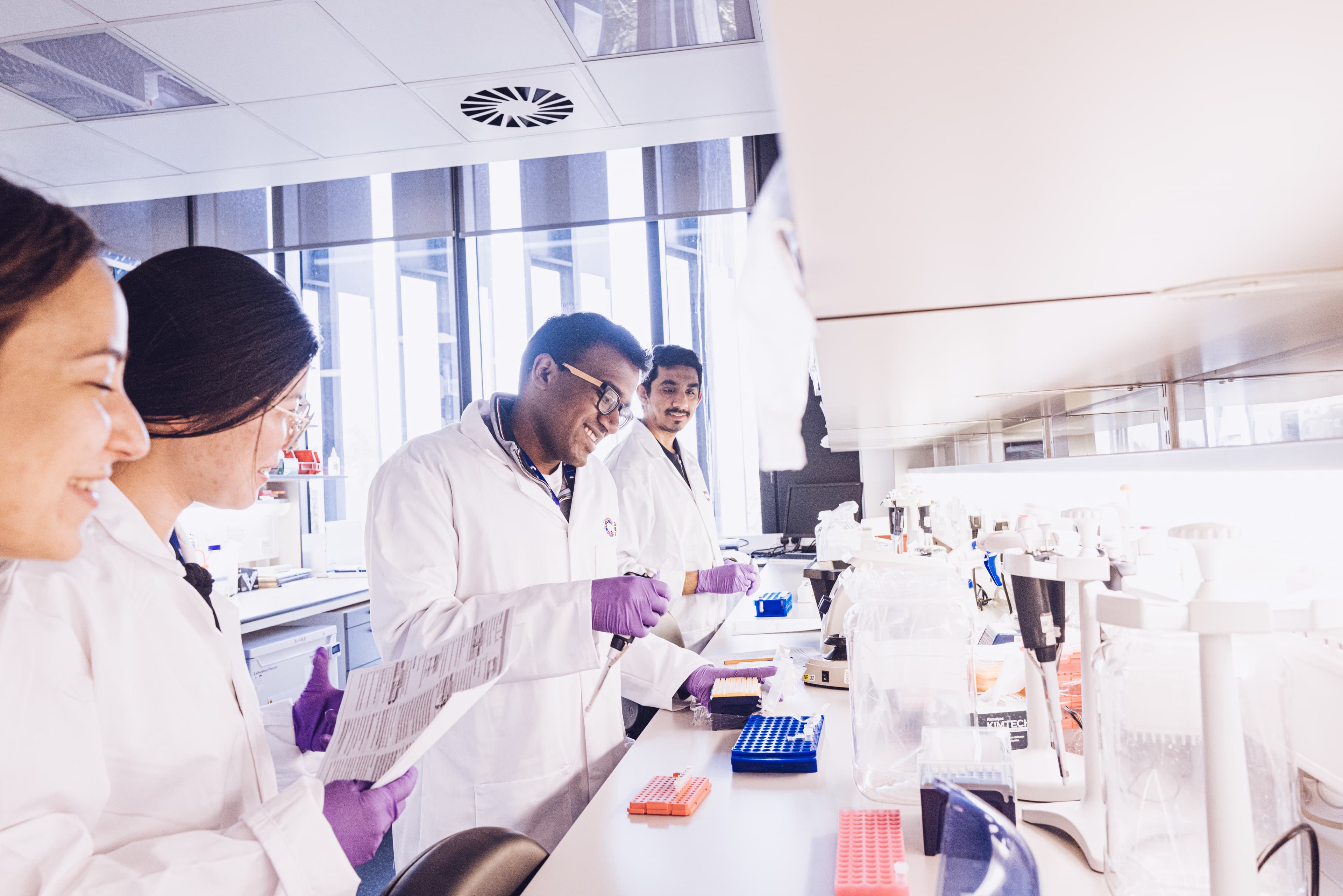 Researchers working in a lab.