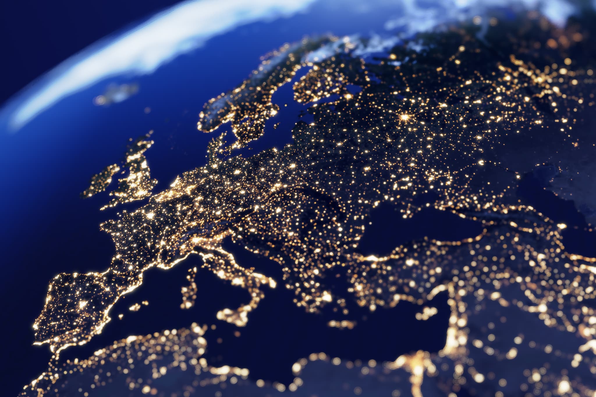 Europe Night Lights View From Space - stock photo
Planet Earth Night Lights 3D Earth model rendered in Blender.
