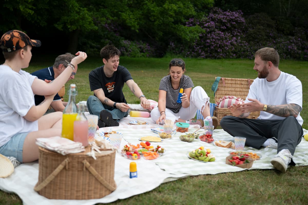 Group of people having a picnic.