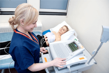 Photo showing a nurse doing an ECG.