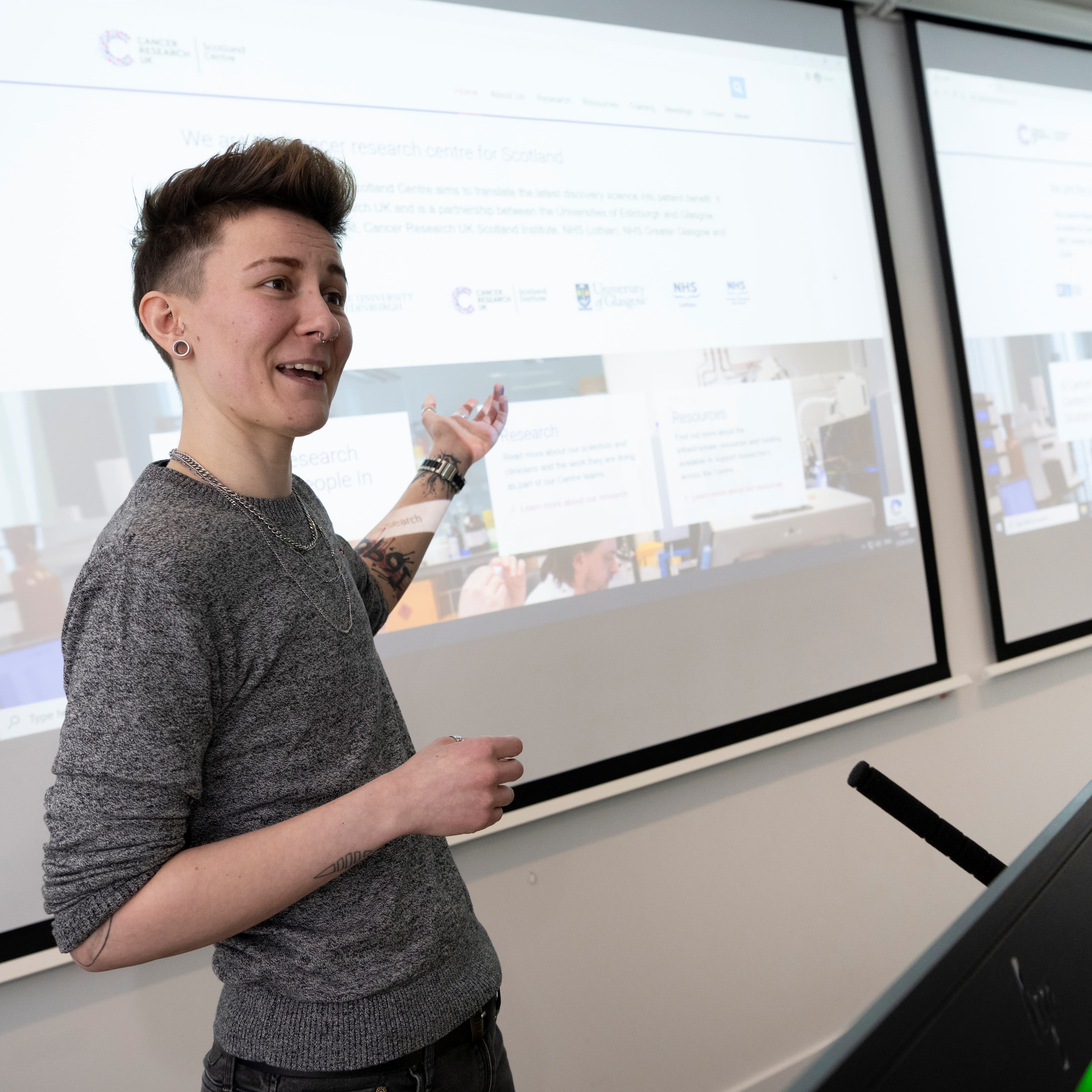 Researcher doing a presentation.