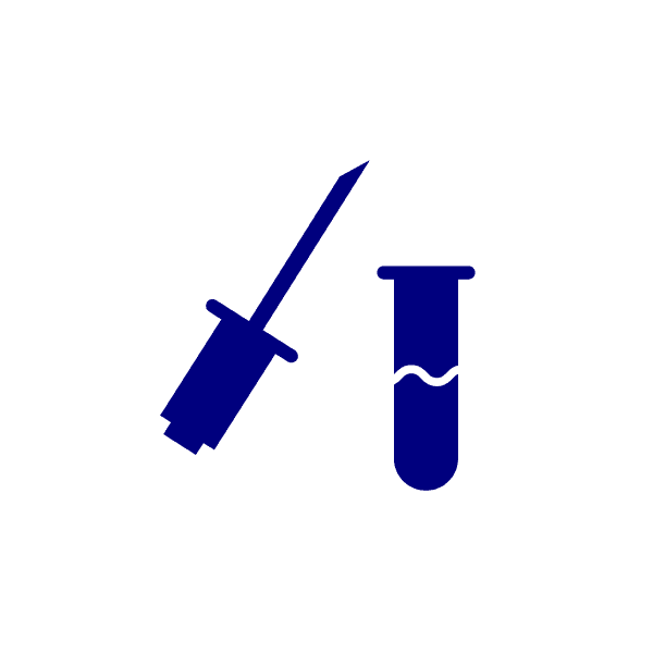 Icon of a biopsy tool in navy blue.
