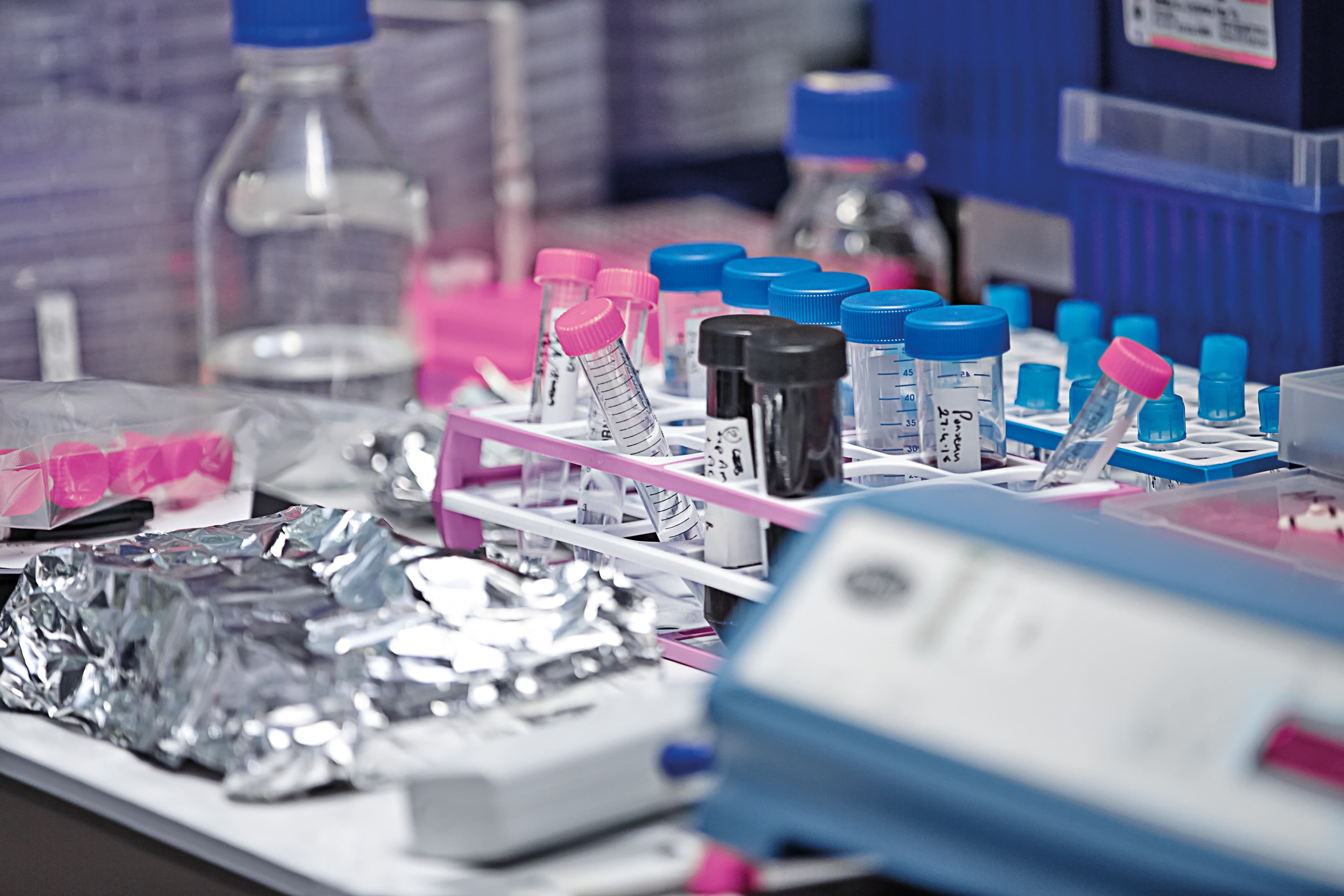 Test tubes for cancer research.