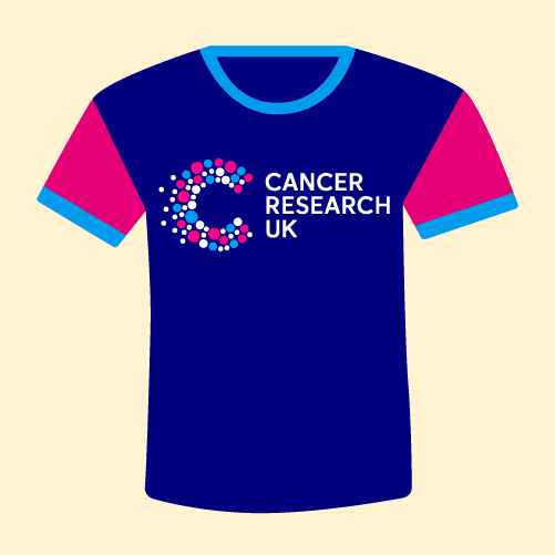 CRUK illustration of sports t-shirt with a yellow background.
