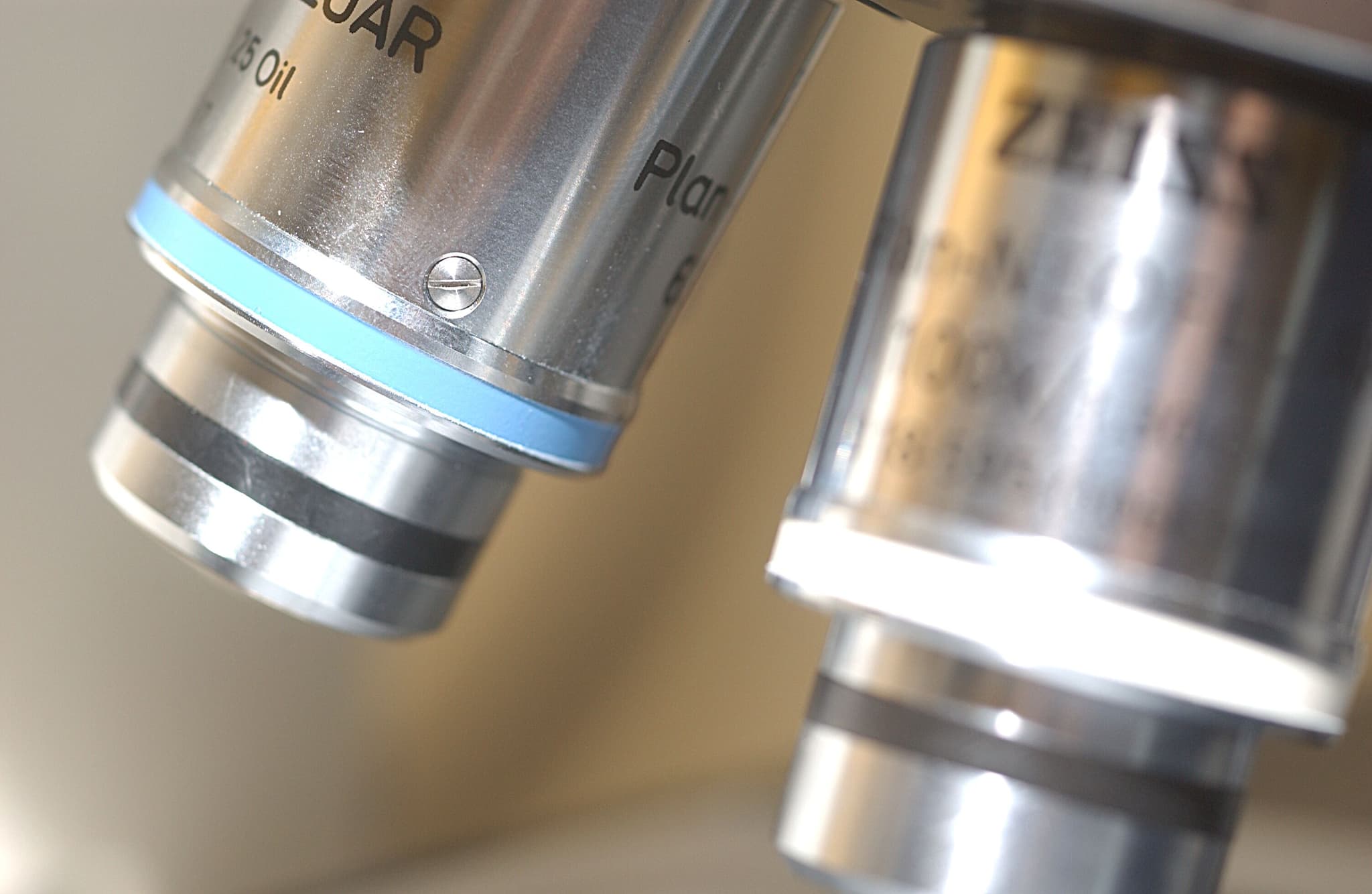 Microscope lens closeup.