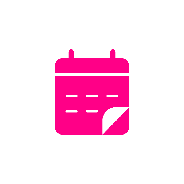 Magenta icon of a calendar.
