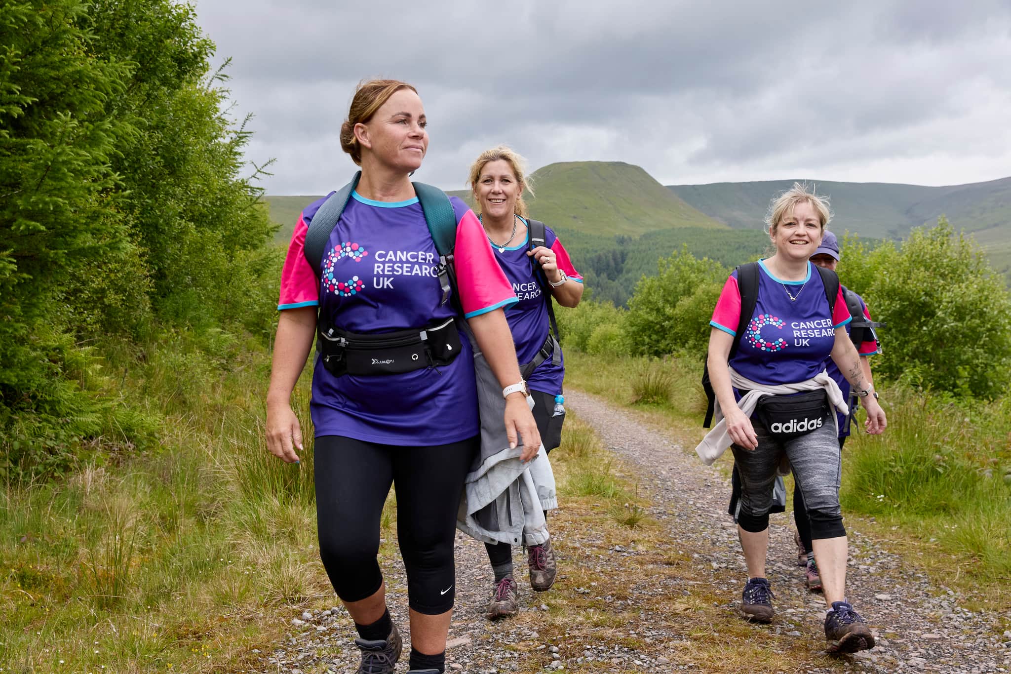 3 Big Hikers with CRUK tshirts.