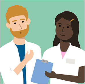 An illustration of two doctors.