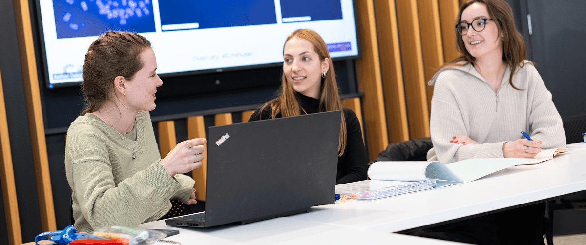 Researchers engaged in a discussion in the conference room.