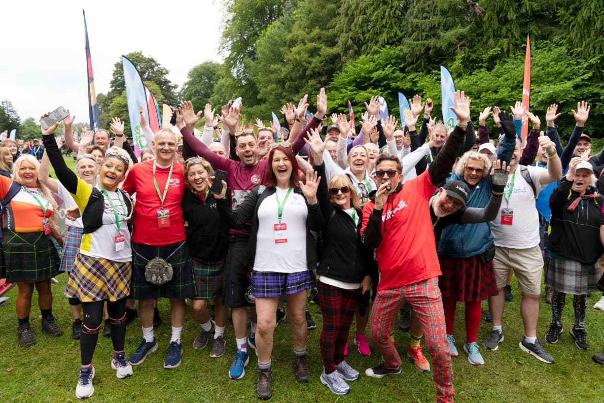 People cheering at Aberdeen Kiltwalk.