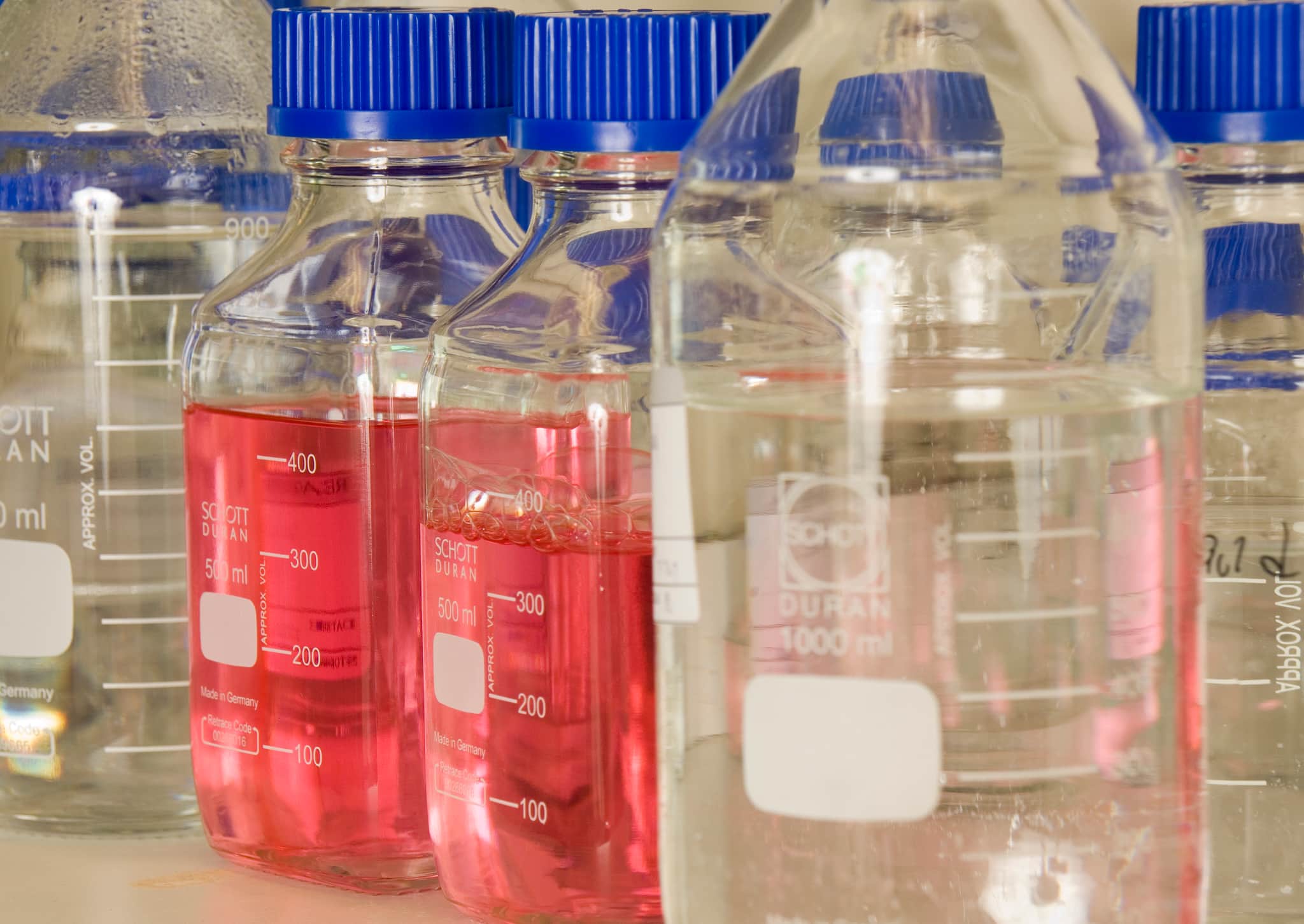 Lab equipment- Duran glass bottles.