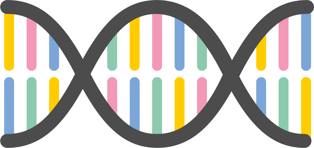 An illustration of a DNA strand under a microscope.