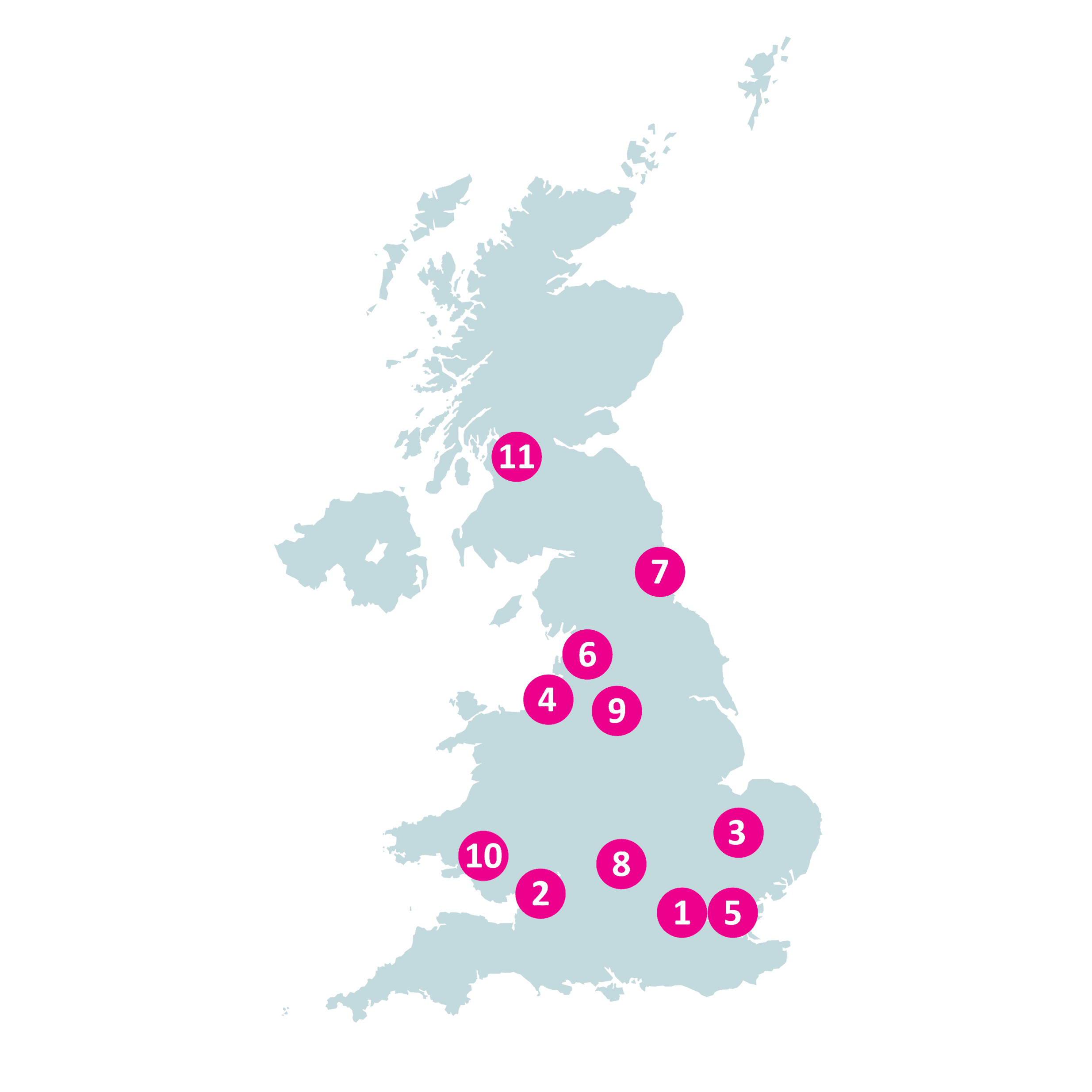 A map of the participating sites for paediatrics, teenagers and young adults on the DETERMINE precision medicine trial.