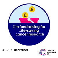 A social media asset that reads I'm fundraising for life-saving cancer research.