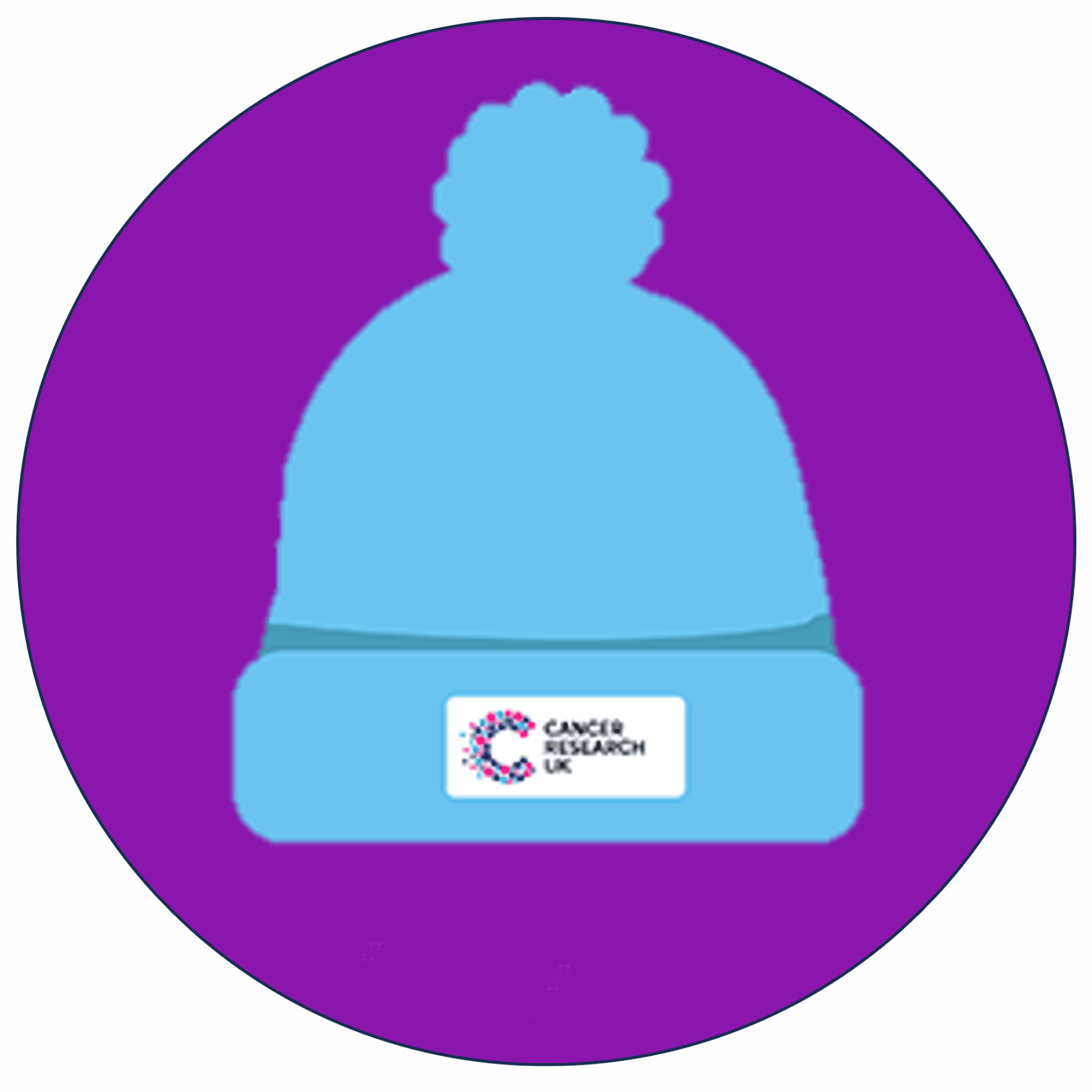 An illustration of the light blue Cancer Research UK bobble hat.