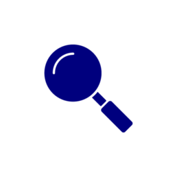 navy icon of magnifier glass
