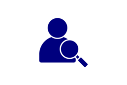 Navy icon depicting a person with a magnifying glass over them Navy icon depicting a person with a magnifying glass over them
