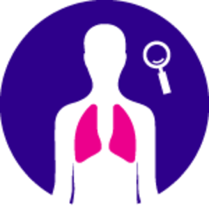 Icon of lung with diagnosis magnifying glass