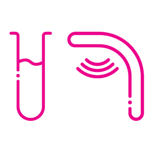 Graphic showing pink test tube and screening device