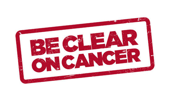 Be Clear on Cancer logo for blood in pee campaign