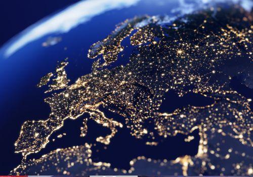 Cancer Research UK works with partners across Europe – image of geographical map of Europe lit up at night