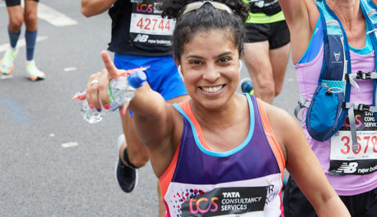 Woman running a race