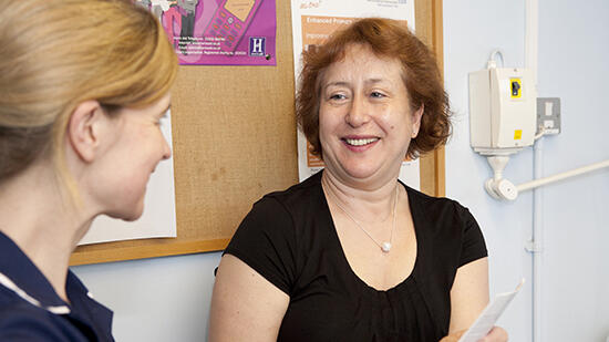 Nurse and patient talking 