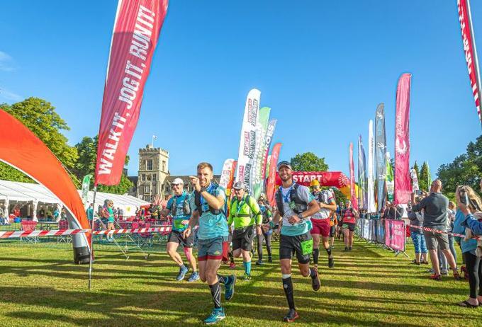 Participants crossing the start line 