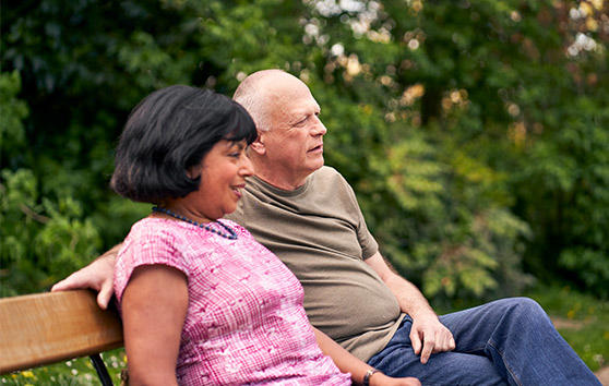 Couple sitting on bench