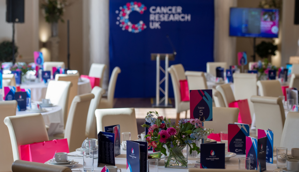 Room set up for a Flame of Hope awards ceremony