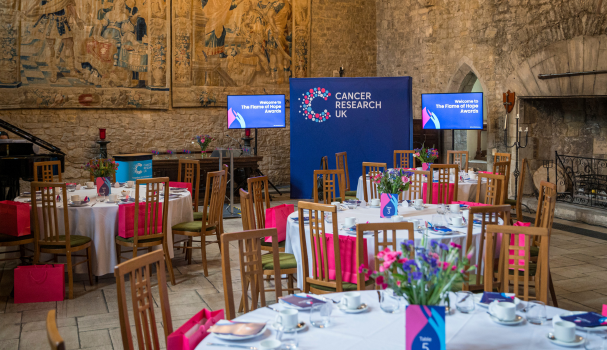 Room set up for a Flame of Hope awards ceremony