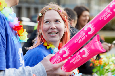 Female volunteer cheering