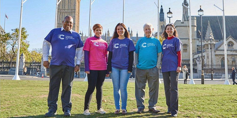 Photo of a group of volunteers campaigning outside of the Houses of Parliament