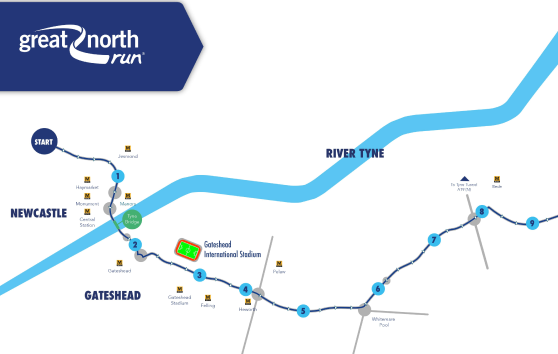 The Great North Run 2022 route map