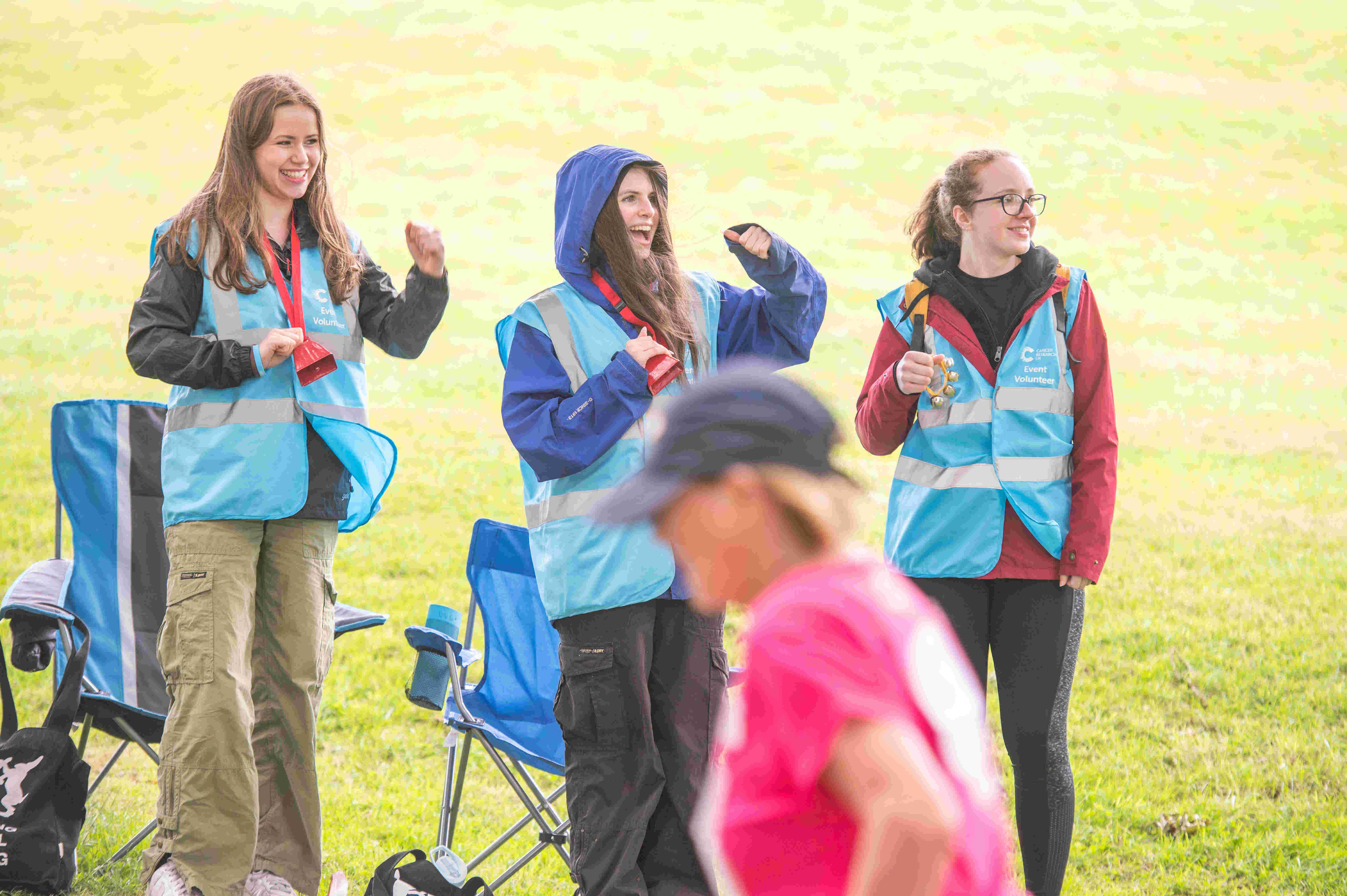 volunteers cheering during an event