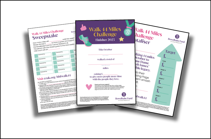 Image of some pages from the Walk 44 Miles fundraising pack