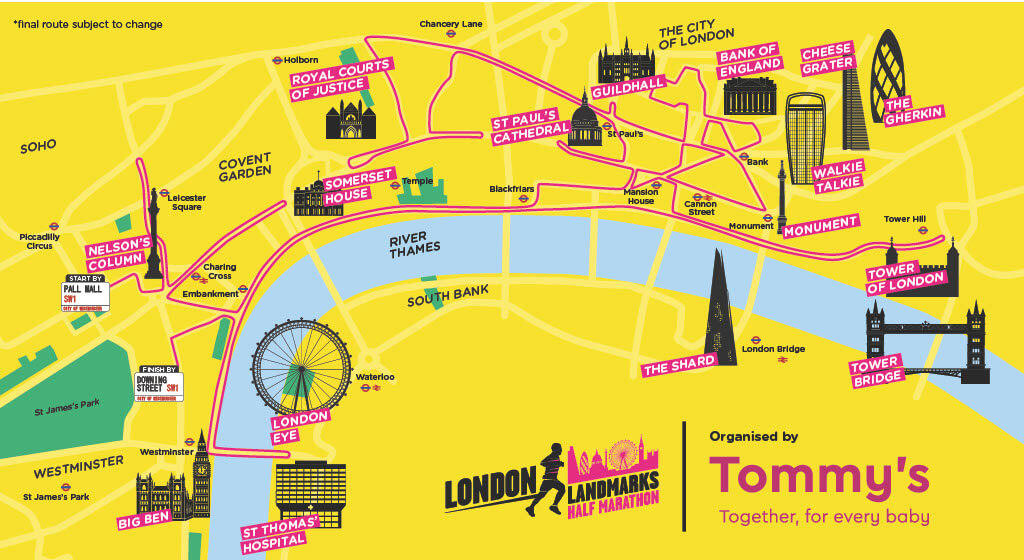 London Landmarks Half Marathon 2023 route map