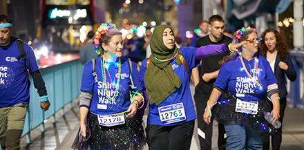 Shine Night Walk participants walking