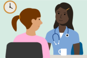 illustration of a dcotor talking to a patient