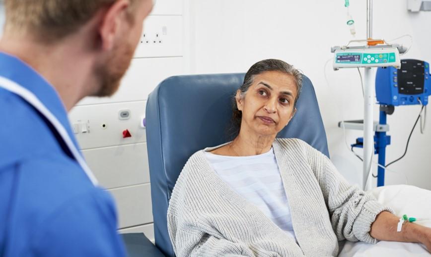 Female patient undergoing chemotherapy