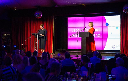 image of cancer research uk specialists speaking on stage