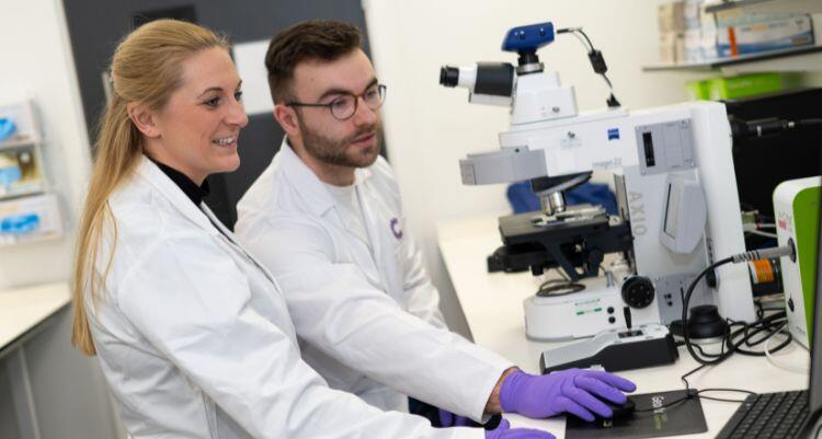 Two researchers in lab