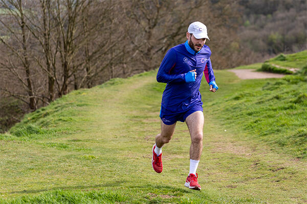 Man running in a field
