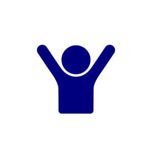 Navy icon depicting preventable cancer - illustration of person with two arms in the air