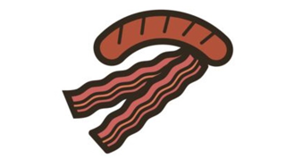 Illustration of bacon and sausages