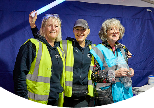 three female volunteers