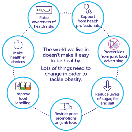 Infographic showing causes of obesity