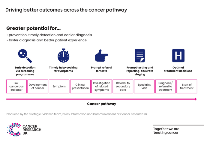 Acting across the diagnostic pathway infographic