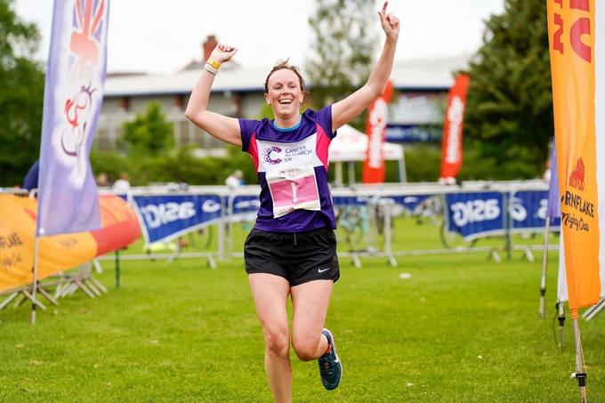 Runners at the UK Triathlon Smiling